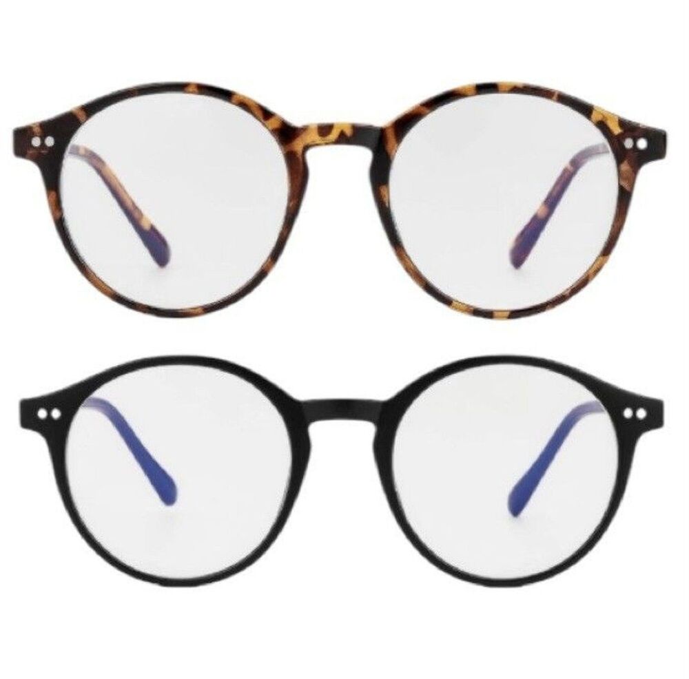 Gleyemor Blue Light Glasses New 2 Pair Unisex  Vintage Round Frame Computer